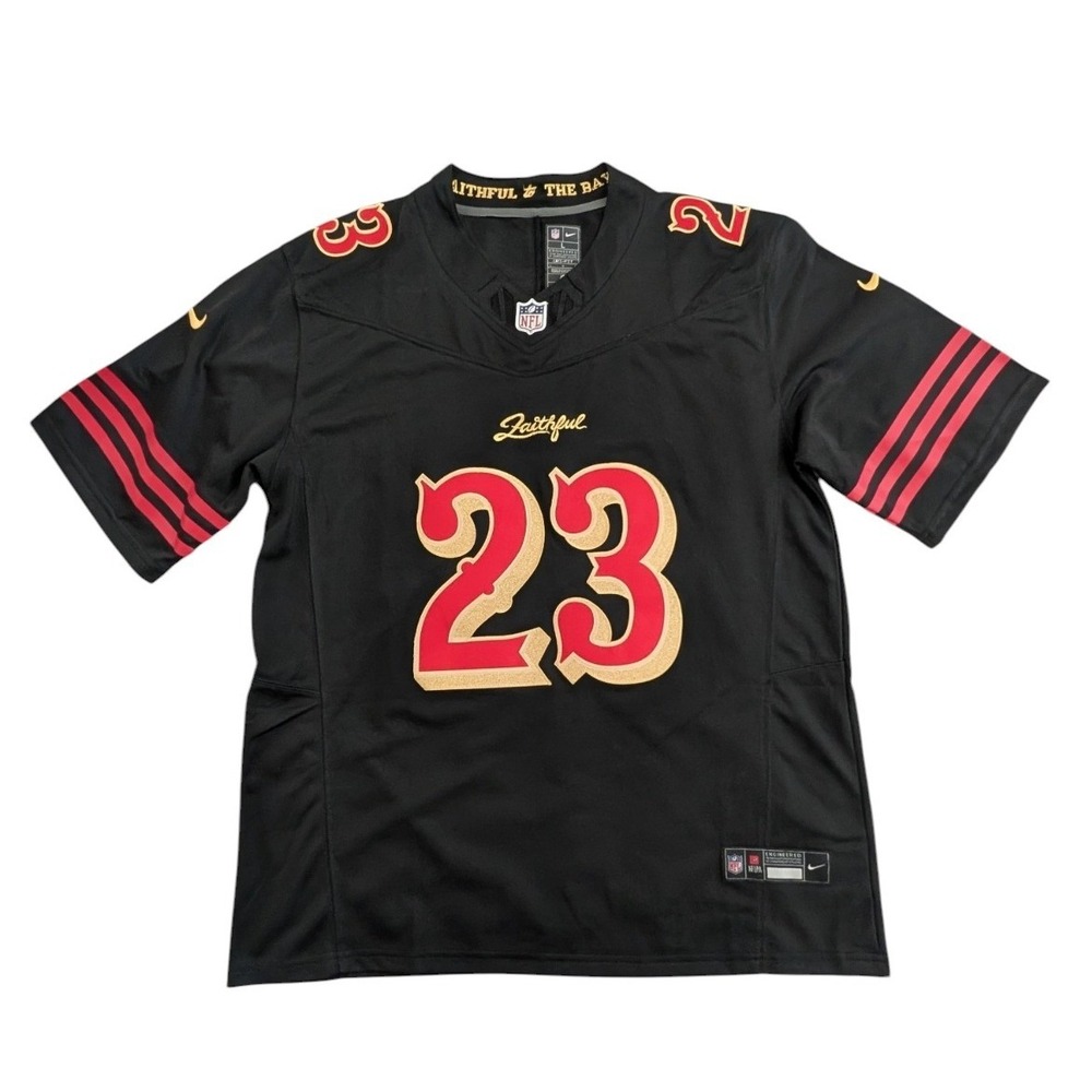McCaffrey San Francisco 49ers Black Rivalries Vapor FUSE Jersey Stitched Large